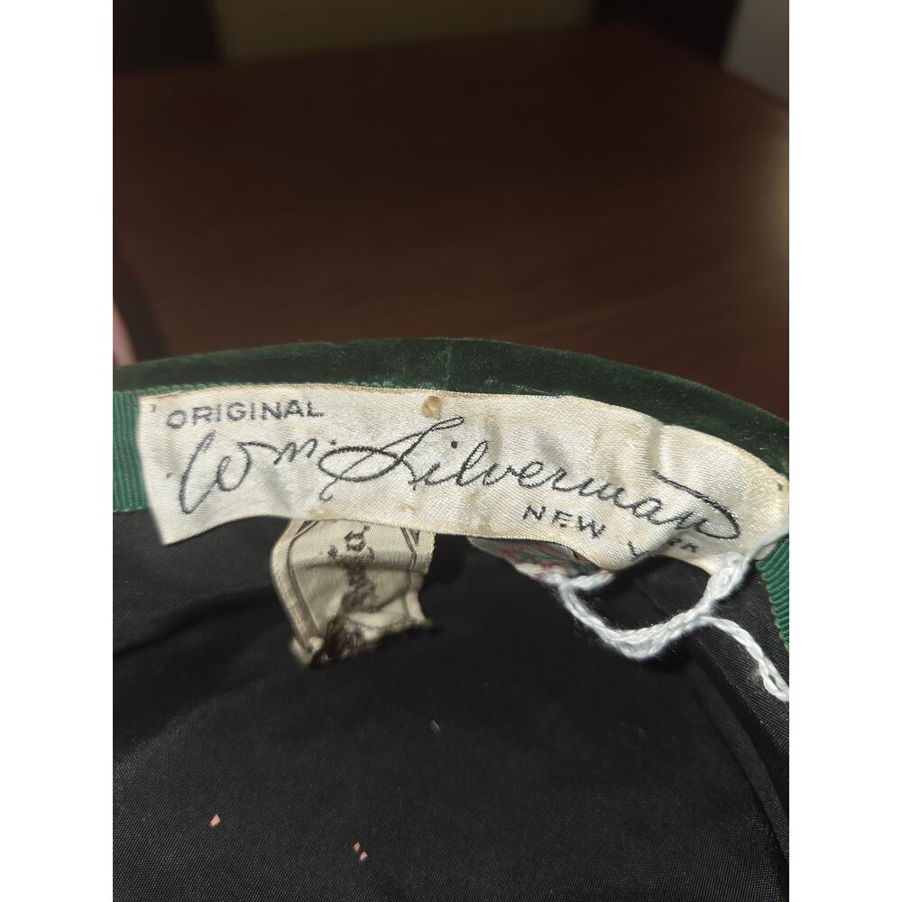 Vintage William Silverman Halle Brothers Company Green Pill Box Hat Sequins - Picture 4 of 6